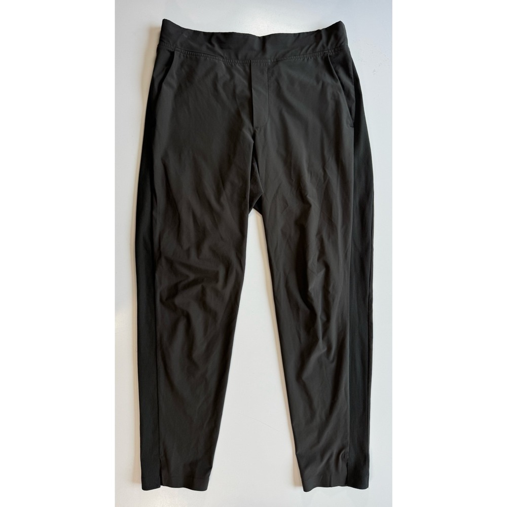 ATHLETA Brooklyn Mid-Rise Pull On Ankle Pant Womens 6 Gray Rib Knit Side Panel